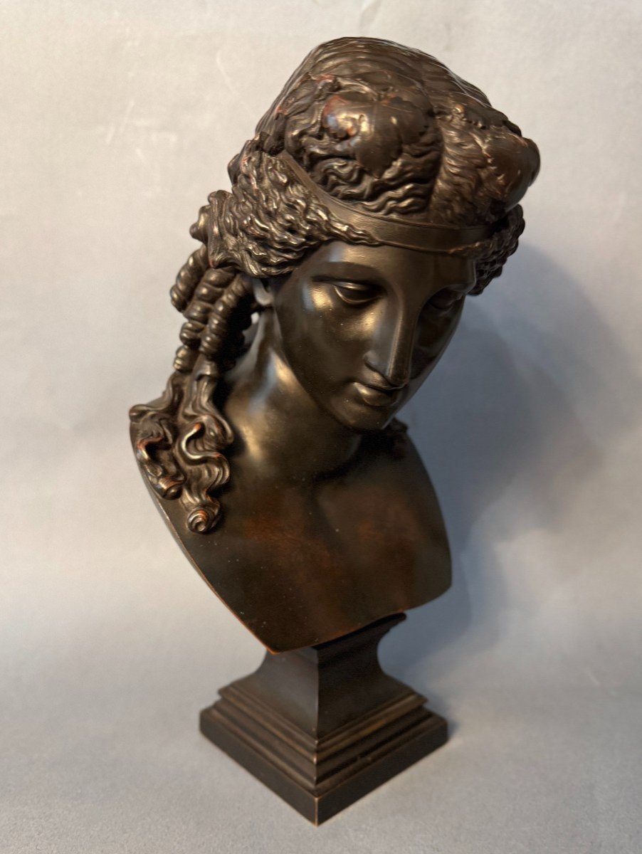 Bronze Bust Of Ariadne By L. Oudry Publisher (bacchus, Antinous)-photo-4