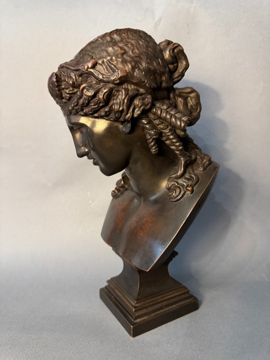 Bronze Bust Of Ariadne By L. Oudry Publisher (bacchus, Antinous)-photo-1