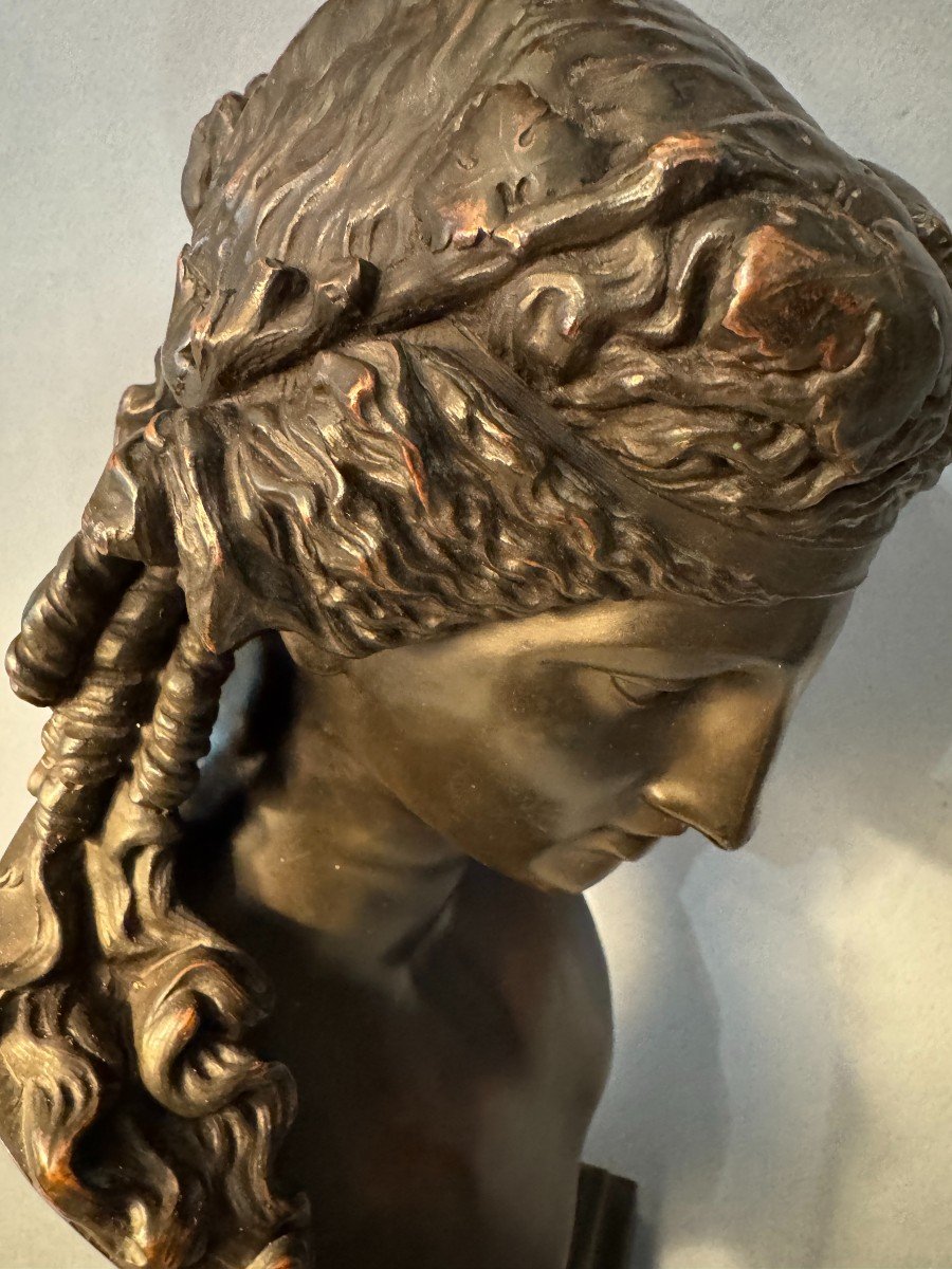 Bronze Bust Of Ariadne By L. Oudry Publisher (bacchus, Antinous)-photo-6