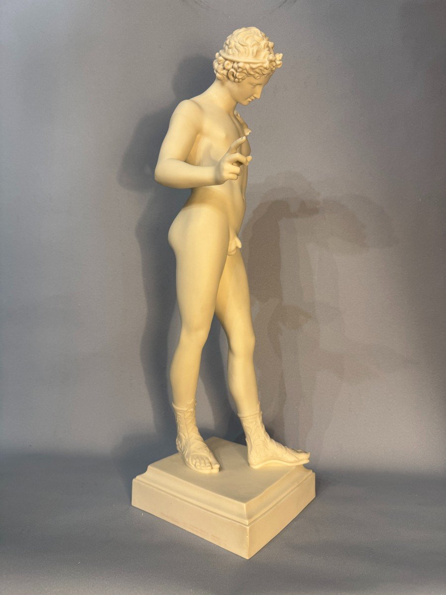 Gustavsberg Manufactory Narcissus Of Pompeii Or Dionysus Biscuit Sculpture.-photo-3