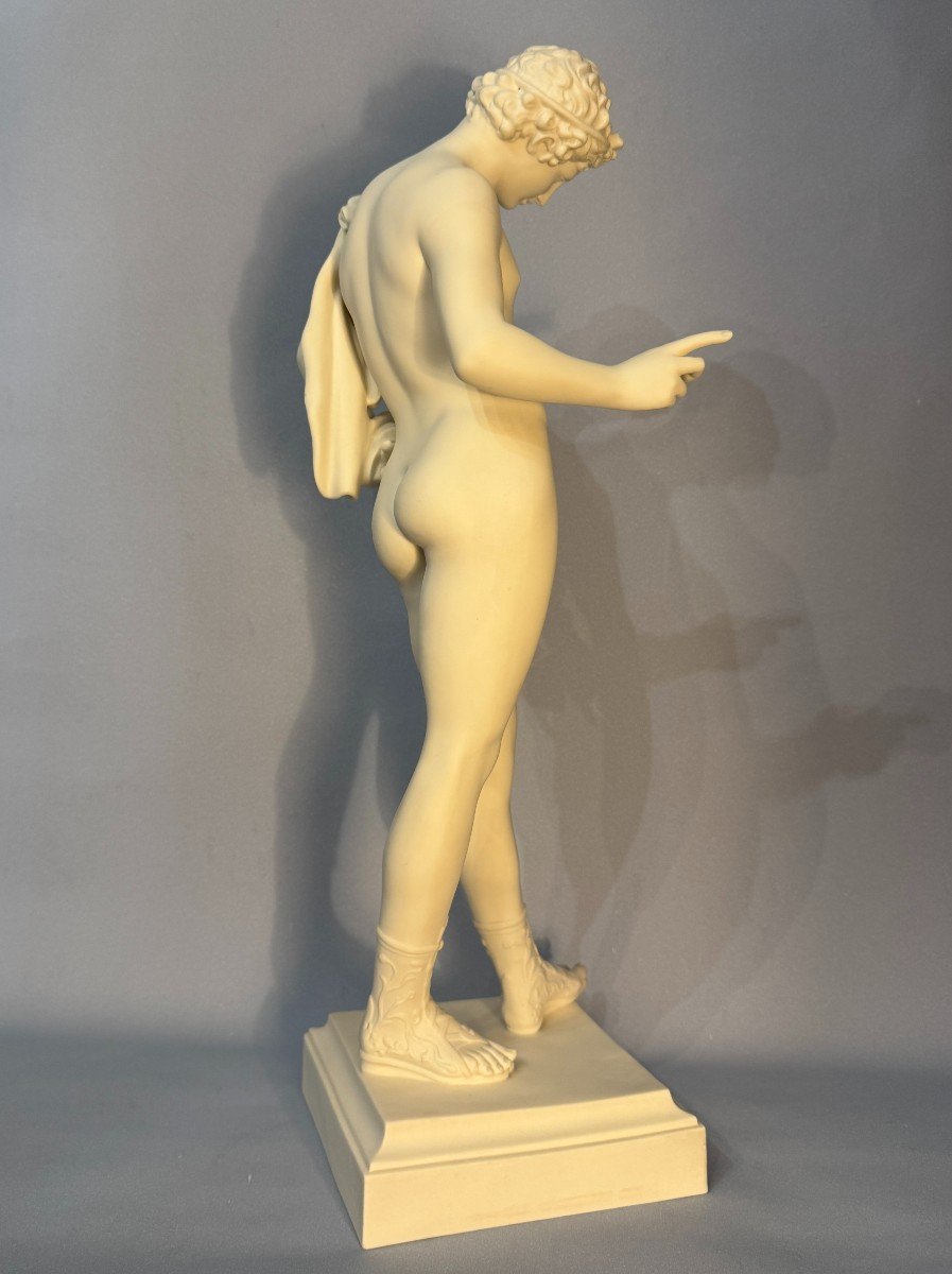 Gustavsberg Manufactory Narcissus Of Pompeii Or Dionysus Biscuit Sculpture.-photo-4