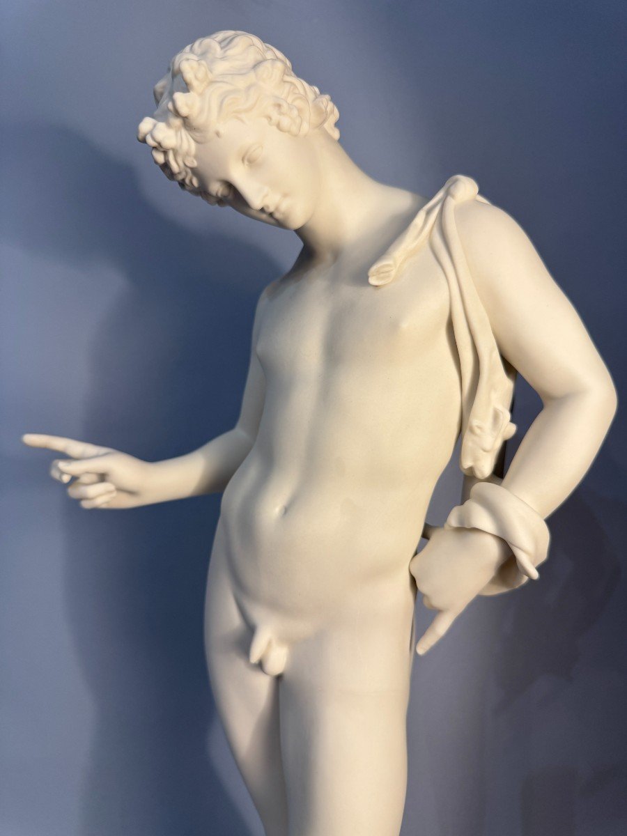 Gustavsberg Manufactory Narcissus Of Pompeii Or Dionysus Biscuit Sculpture.-photo-3