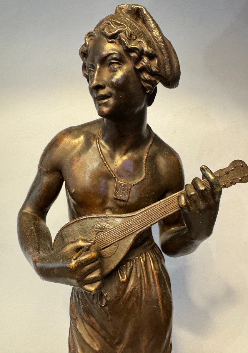 Chanteur napolitain - Charles Cumberworth - Sculpture en bronze - H43-photo-2