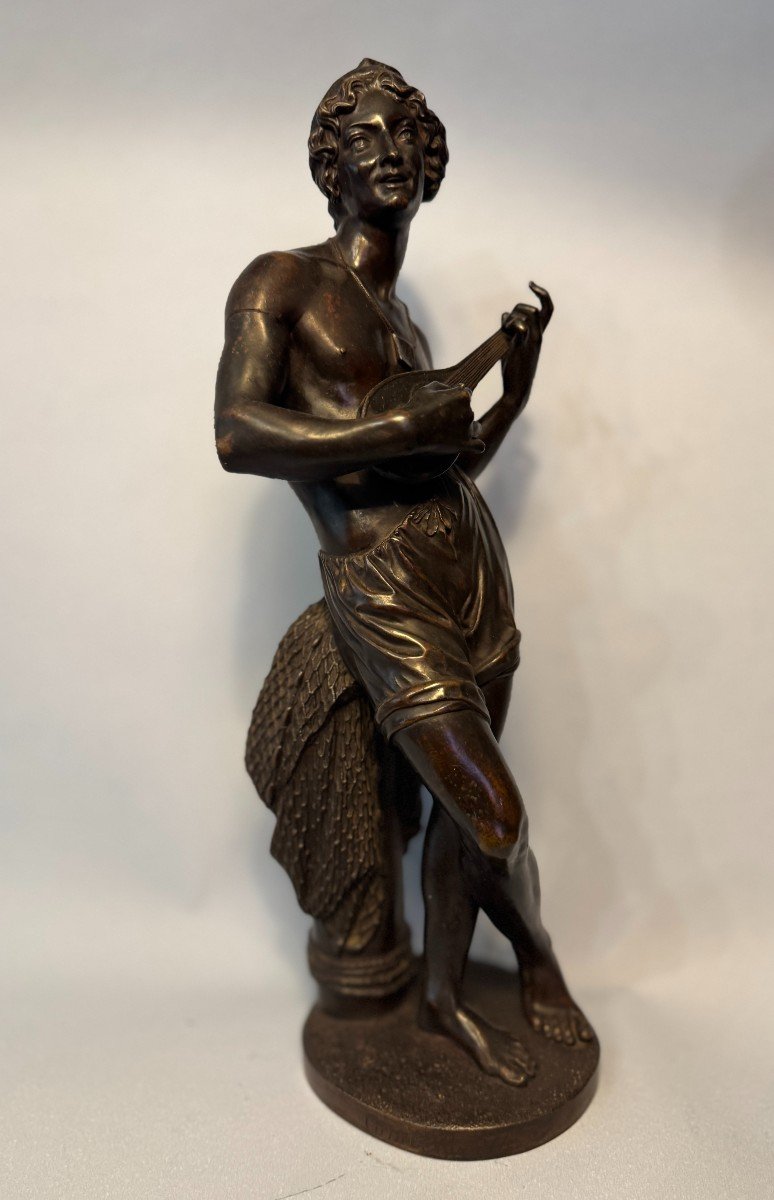 Chanteur napolitain - Charles Cumberworth - Sculpture en bronze - H43-photo-4