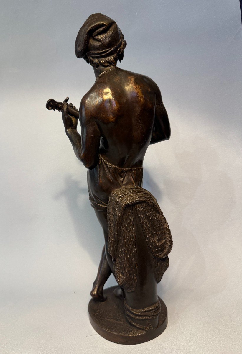 Chanteur napolitain - Charles Cumberworth - Sculpture en bronze - H43-photo-1