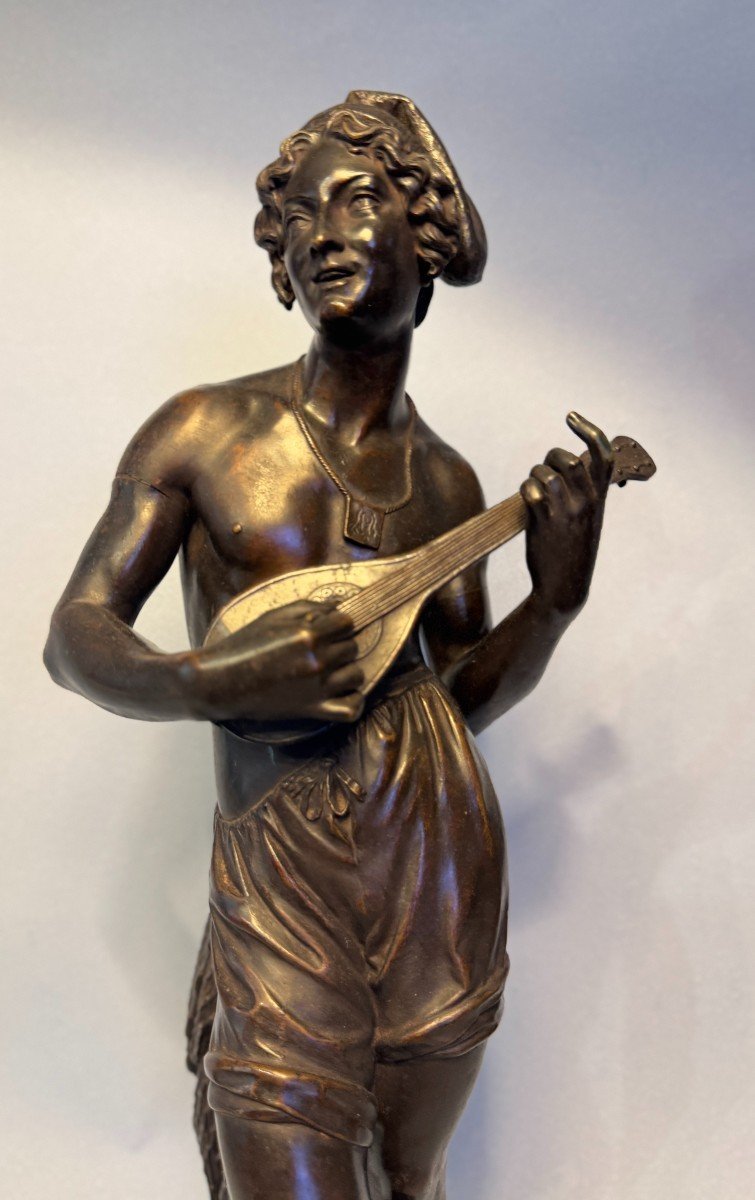 Chanteur napolitain - Charles Cumberworth - Sculpture en bronze - H43-photo-5