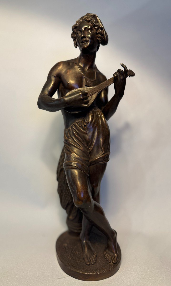 Chanteur napolitain - Charles Cumberworth - Sculpture en bronze - H43-photo-7