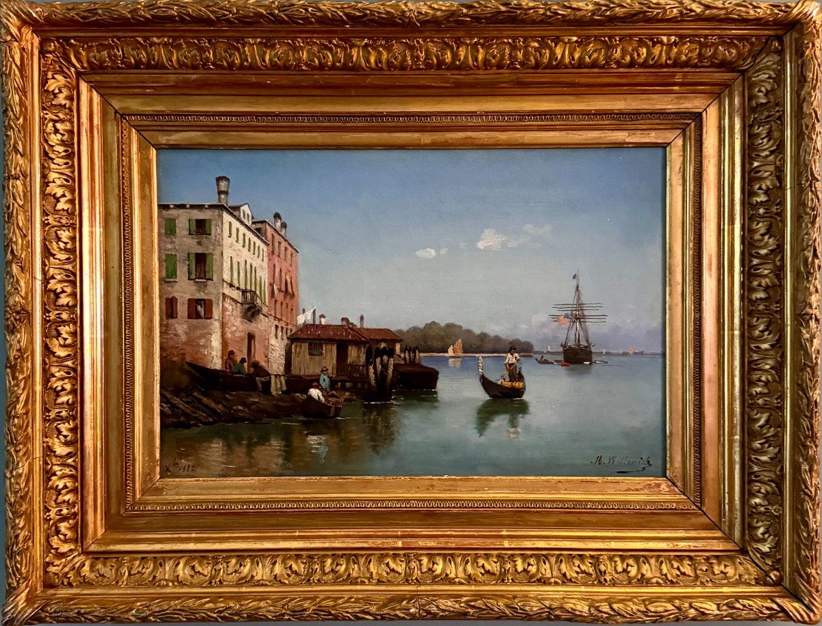 Michel Willenich - École française XIXè - Venise - HST datée 1882