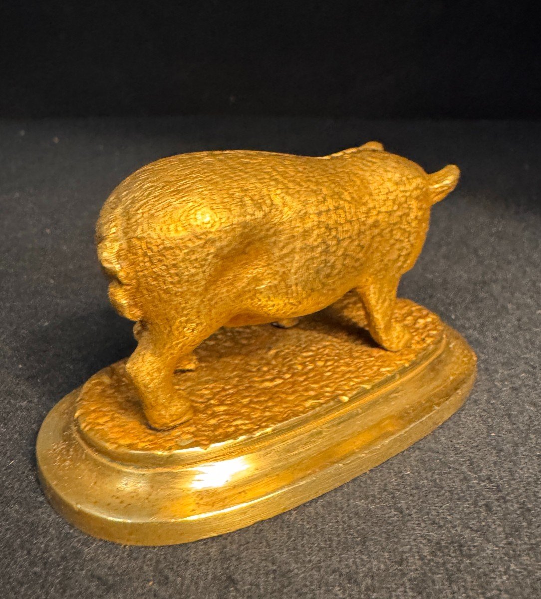 Gilded Bronze Animal Sculpture 'pig' Late 19th Century-photo-4