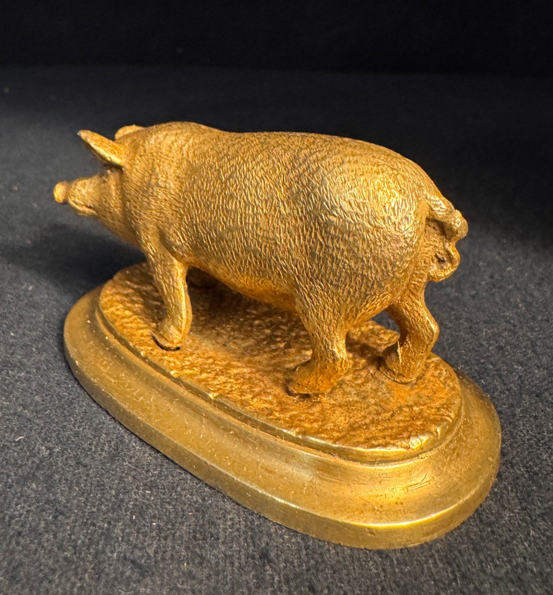 Gilded Bronze Animal Sculpture 'pig' Late 19th Century-photo-2