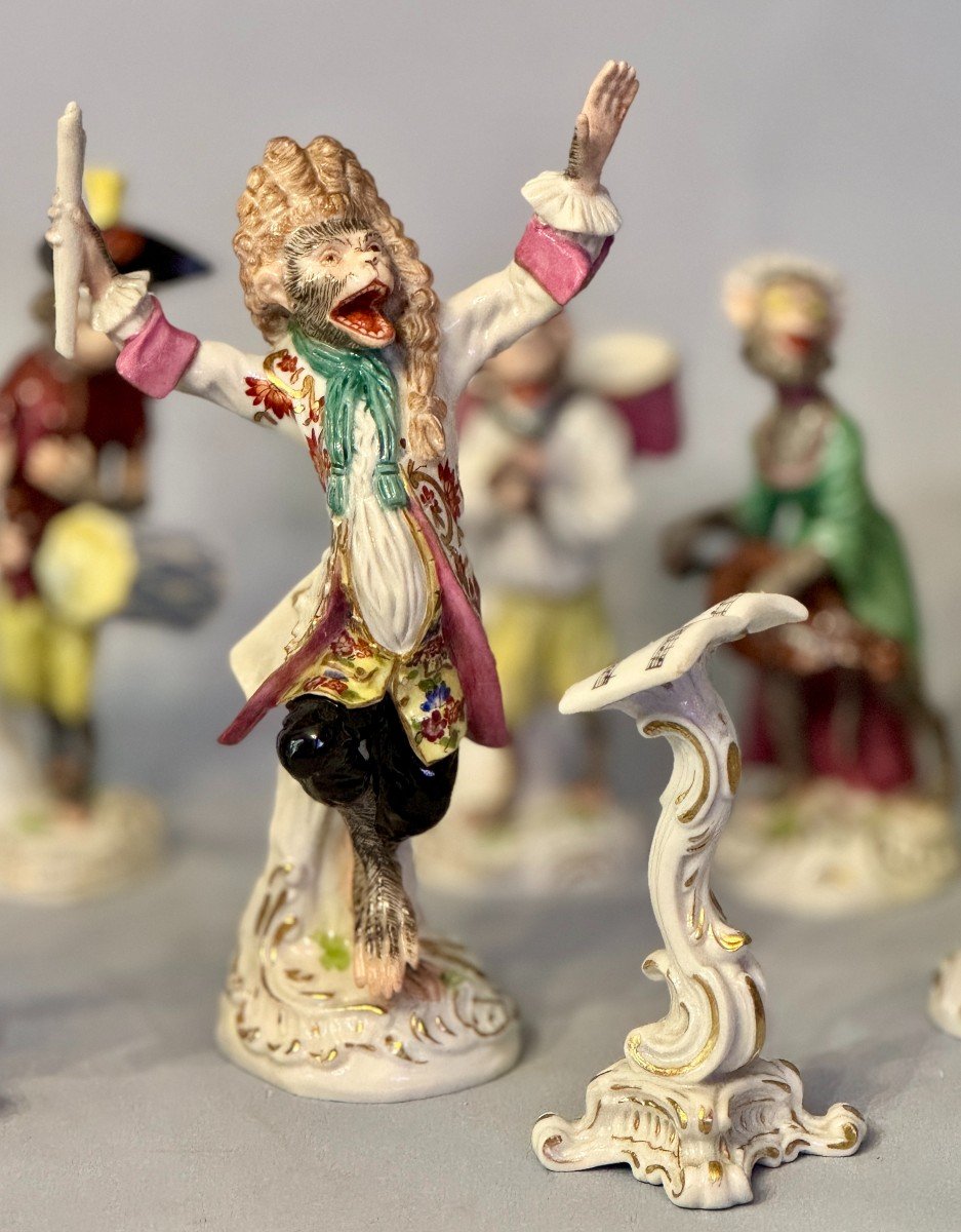 Monkey Band Orchestra  In Porcelain By Samson After Meissen-photo-3