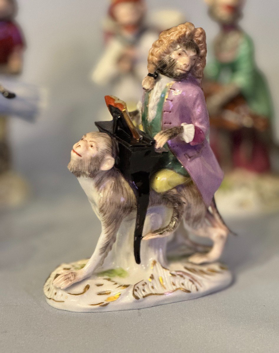 Monkey Band Orchestra  In Porcelain By Samson After Meissen-photo-1