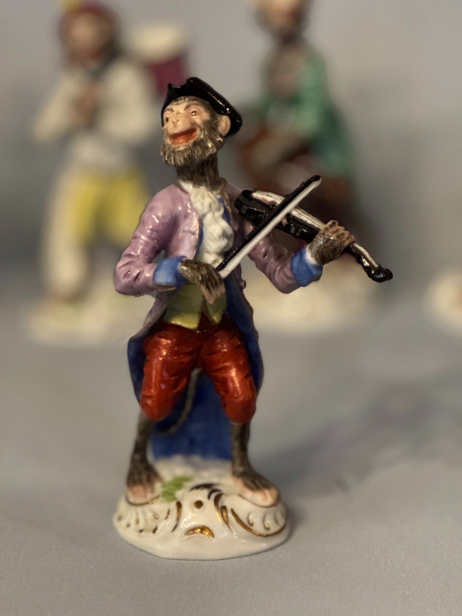 Monkey Band Orchestra  In Porcelain By Samson After Meissen-photo-2