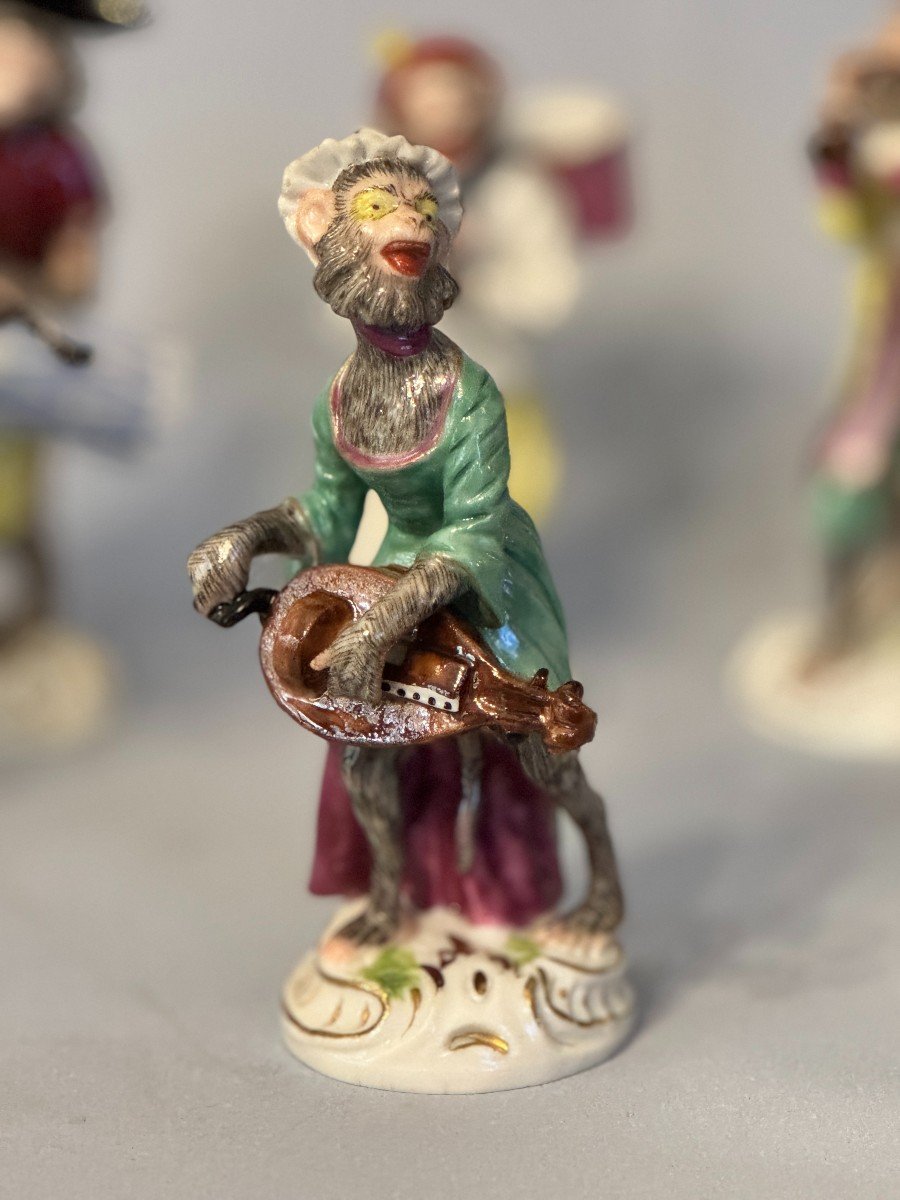 Monkey Band Orchestra  In Porcelain By Samson After Meissen-photo-4