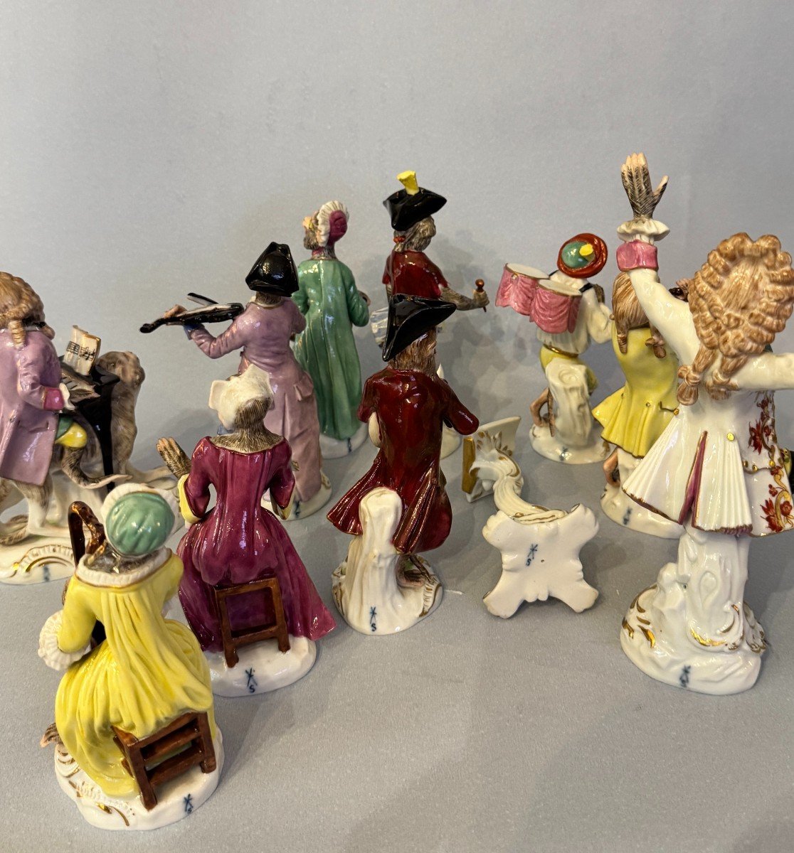 Monkey Band Orchestra  In Porcelain By Samson After Meissen-photo-8