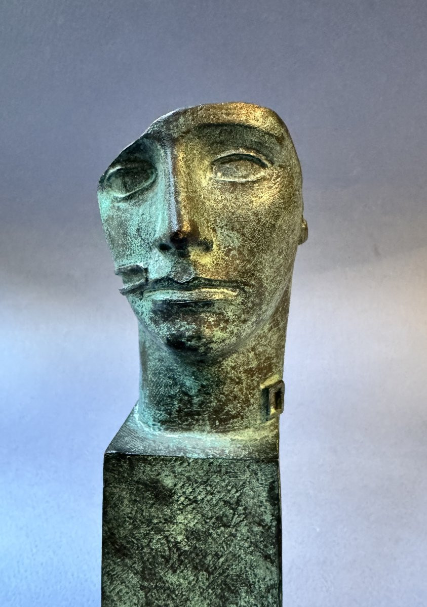 Sculpture en bronze Igor Mitoraj “Tindaro” buste d’homme -photo-4