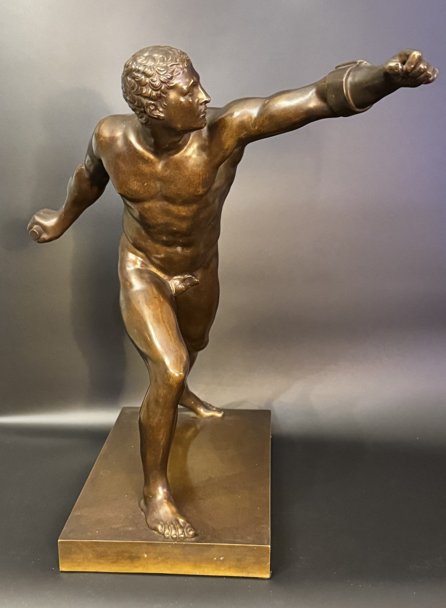 Borghese Gladiator - Bronze Sculpture From The Grand Tour (19th Century) H48