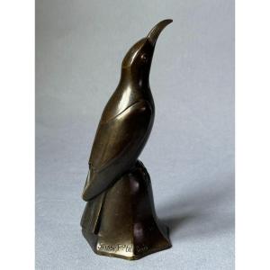 Bronze ArtDeco "Oiseau bleu N°1 Tête levée'' Édouard-Marcel SANDOZ (Susse Frères)