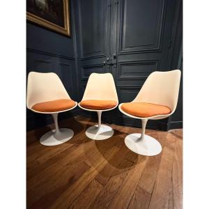 Suite De 3 Chaises Vintage "tulipe", Saarinen & Knoll, Fixes 1970