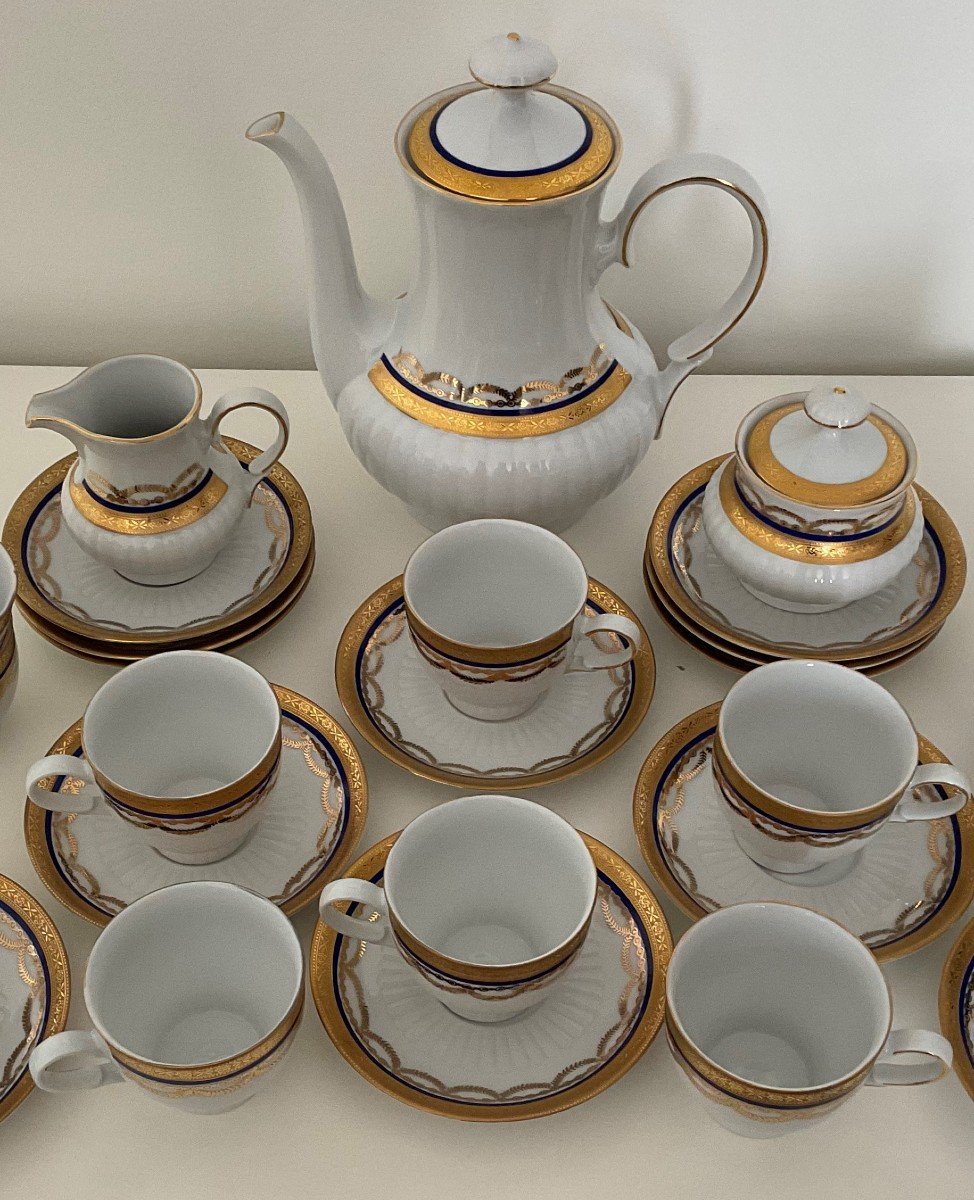 Porcelain Table And Coffee Service With Gold And Blue Decor-photo-4