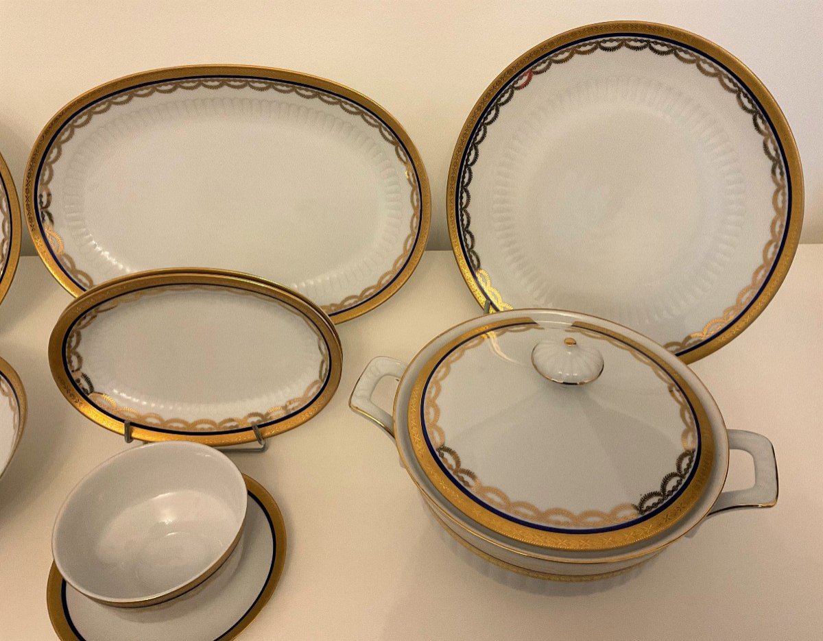 Porcelain Table And Coffee Service With Gold And Blue Decor-photo-5