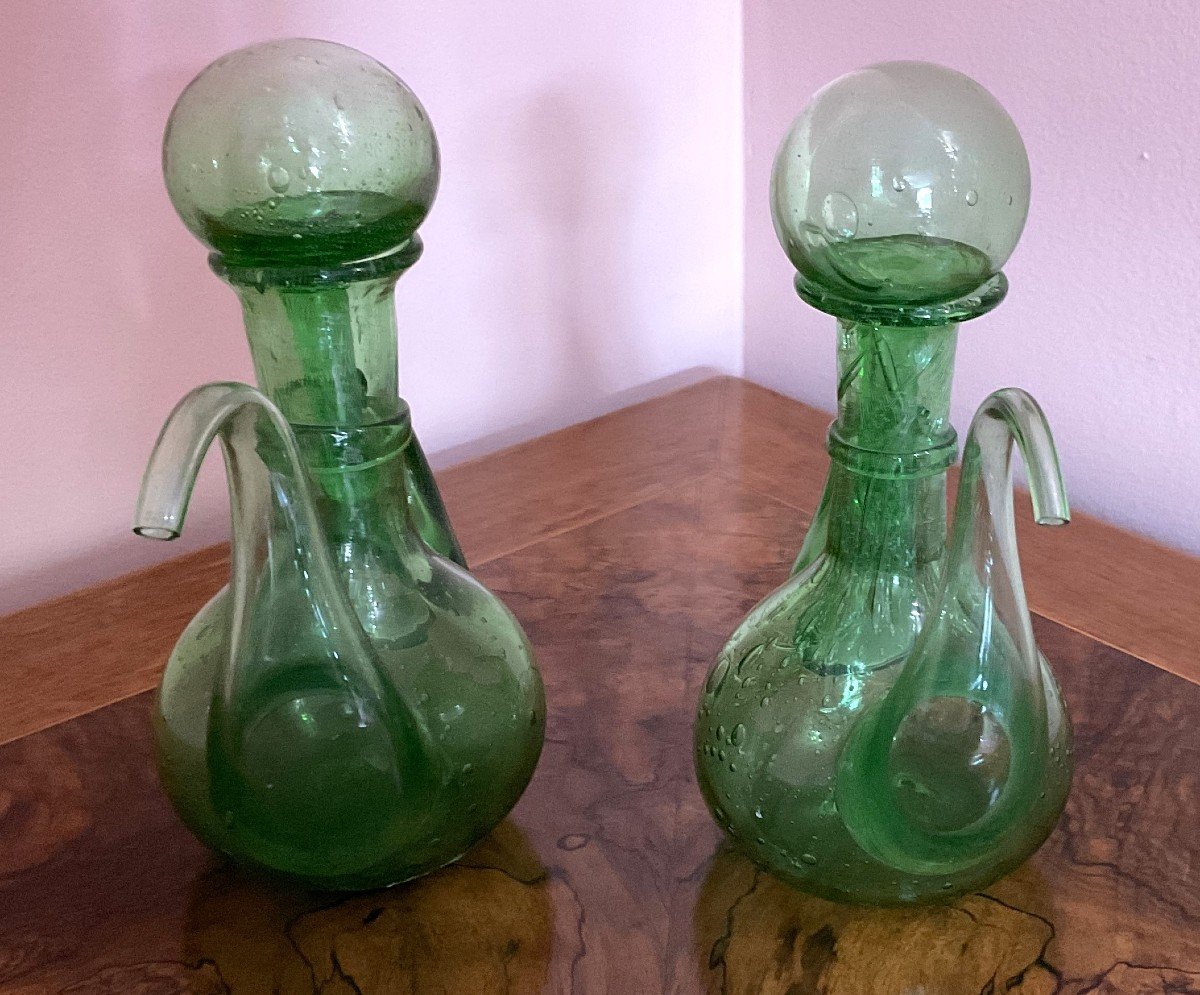 Pair Of Biot Glass Bottle-photo-4