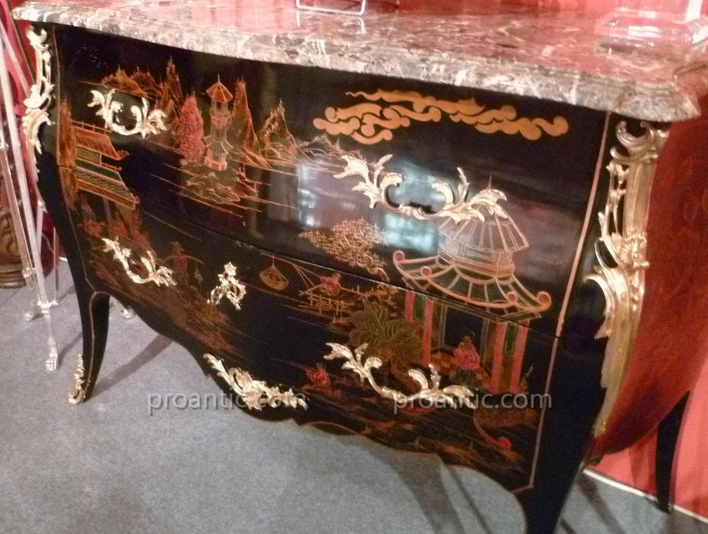 Commode Of Louis XV Style Wood Lacquered XIX °-photo-7