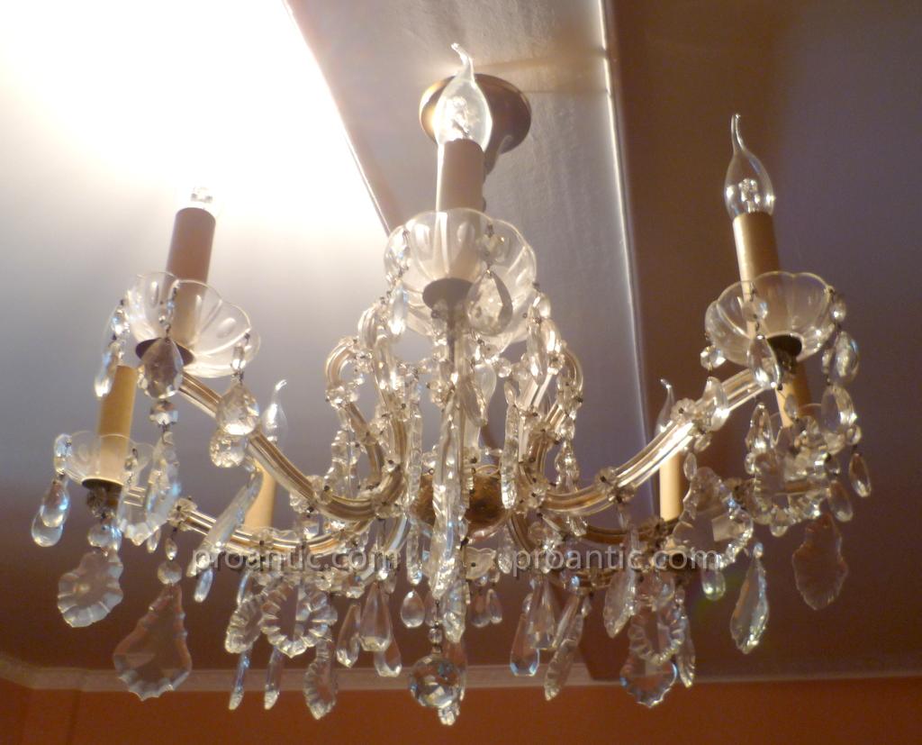 Lustre Cristal Et Bronze Doré XIX°-photo-4