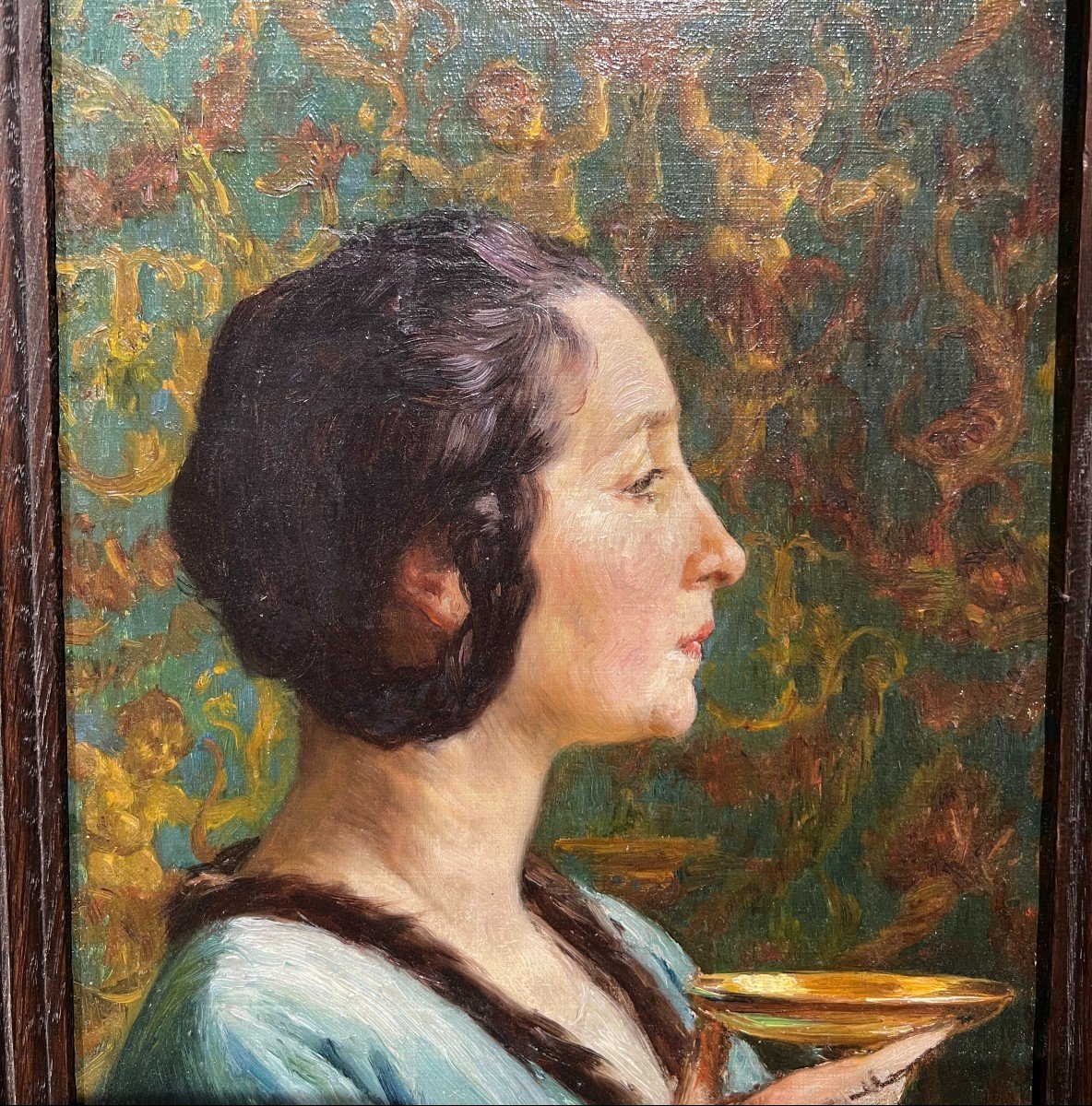 Eugène Deully (1860-1933) - Woman In Profile With Chalice, Circa 1890-photo-2