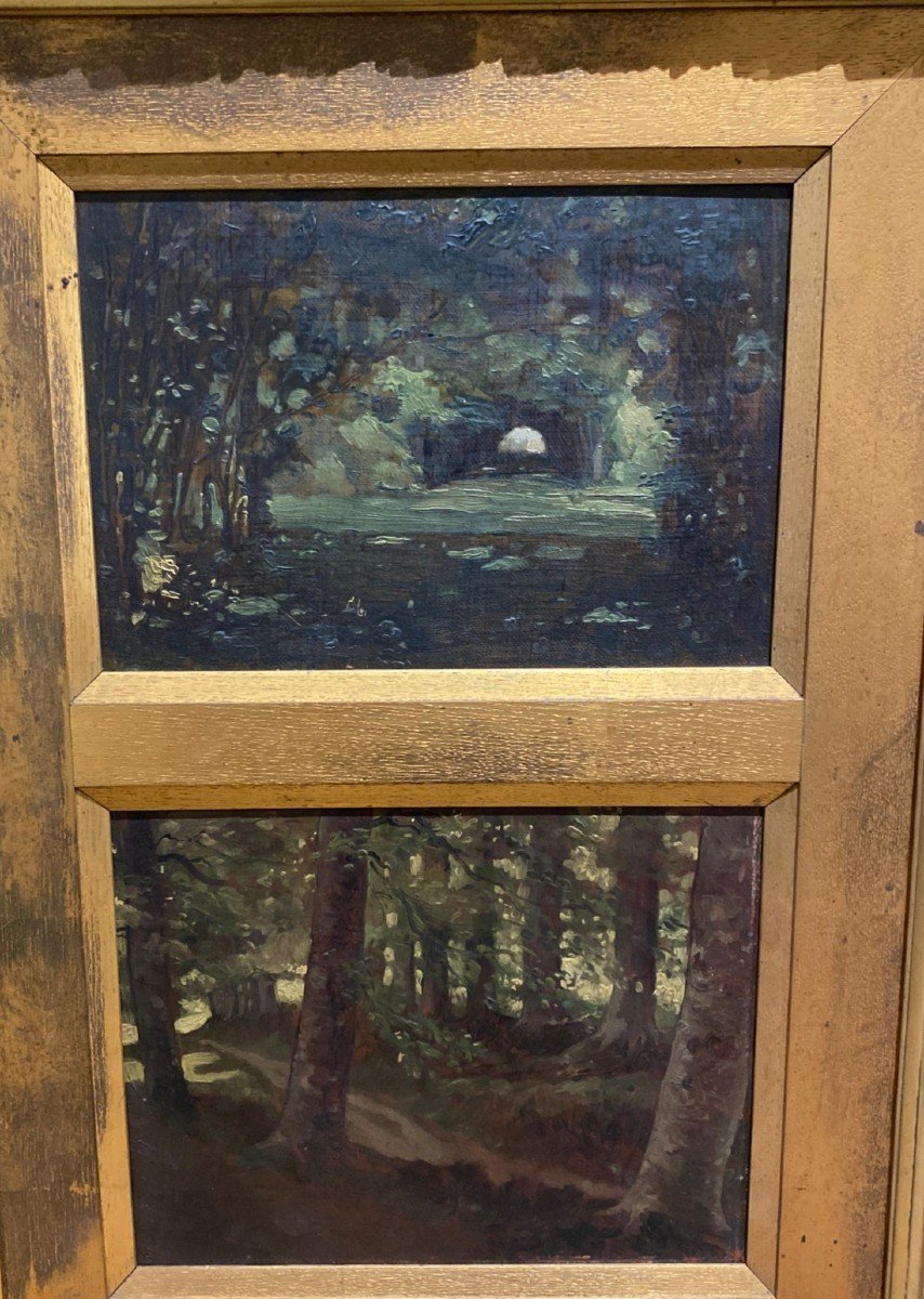 French School Early 20th: Two Forest Landscapes-photo-1