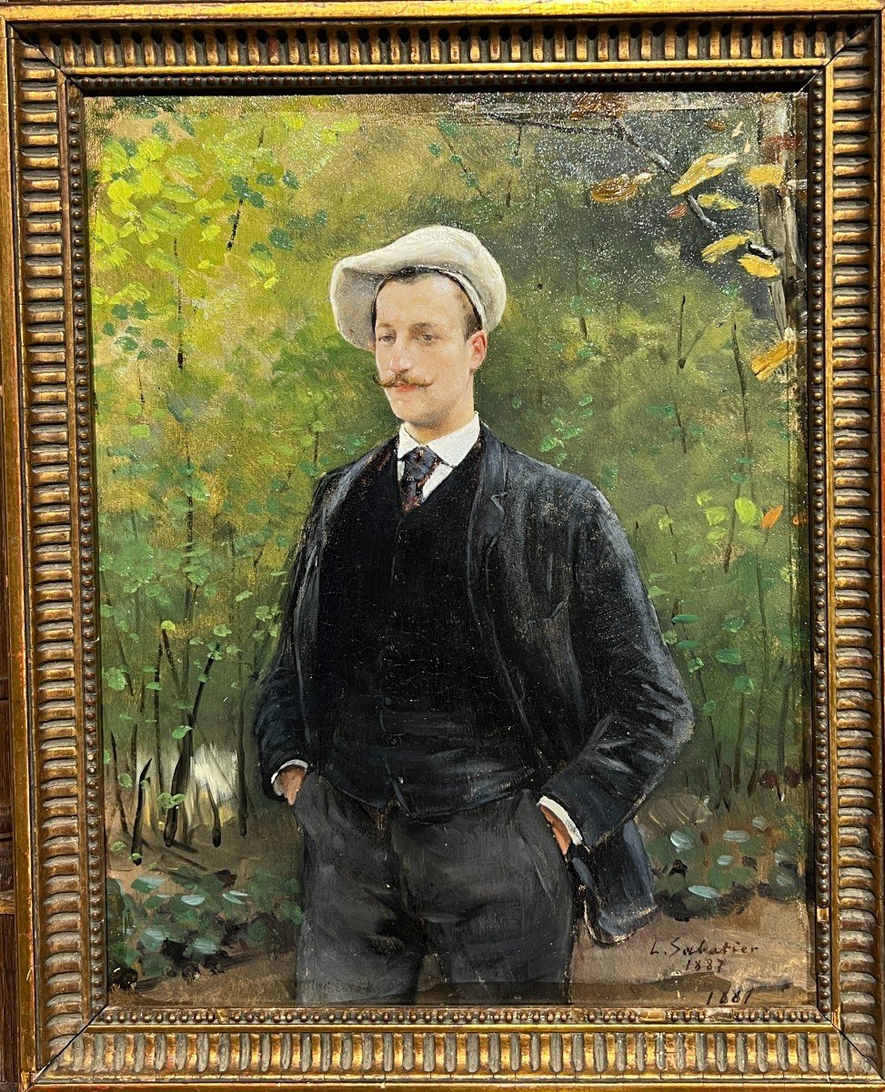 Louis Anet Sabatier (active Late 19th Century) - Portrait Of Dandy, 1887-photo-2