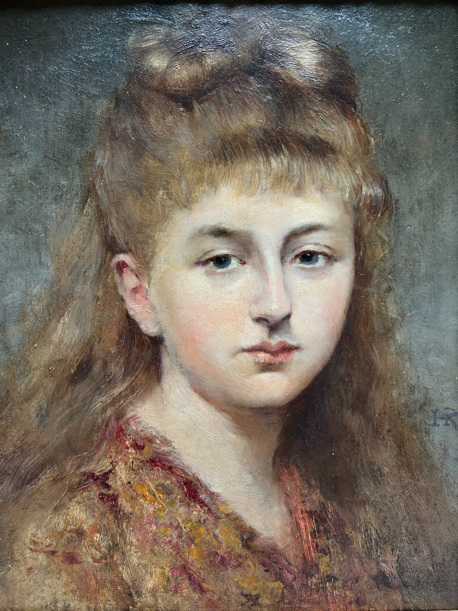 Henri Régnault (1843-1871) - Portrait Of A Young Girl-photo-2