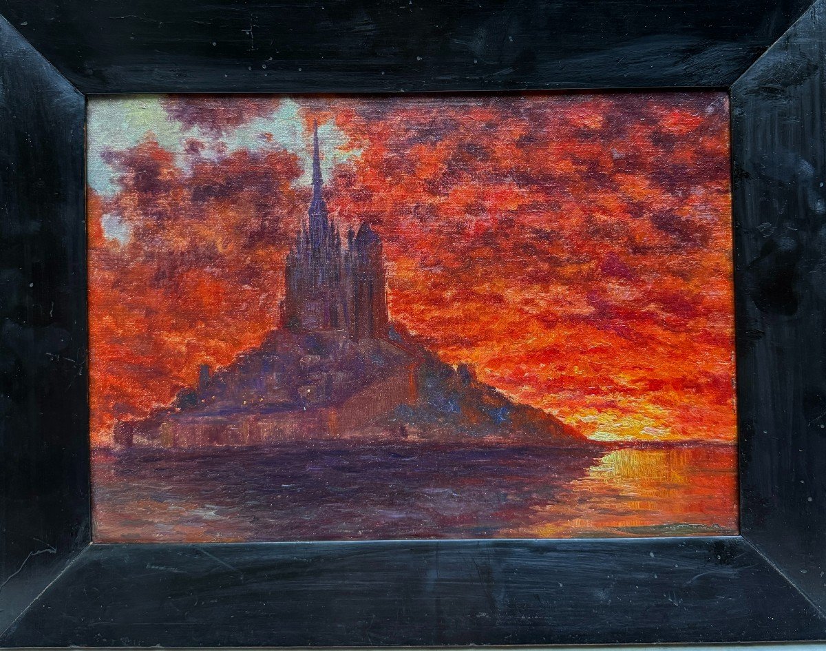 French School Around 1910 - Mont Saint Michel - Flamboyant Sky