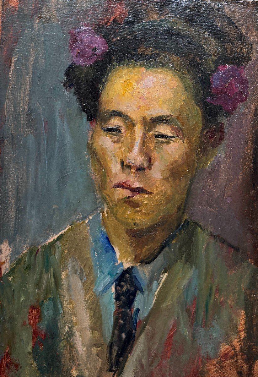 Dominic Avetrani (1895-1976) - Portrait d'Homme Asiatique, 1919-photo-2