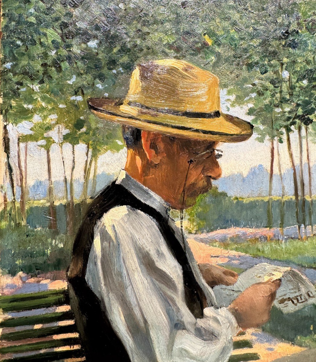 French Impressionist School - Summer 1894, Man With Journal - Monogrammed-photo-3