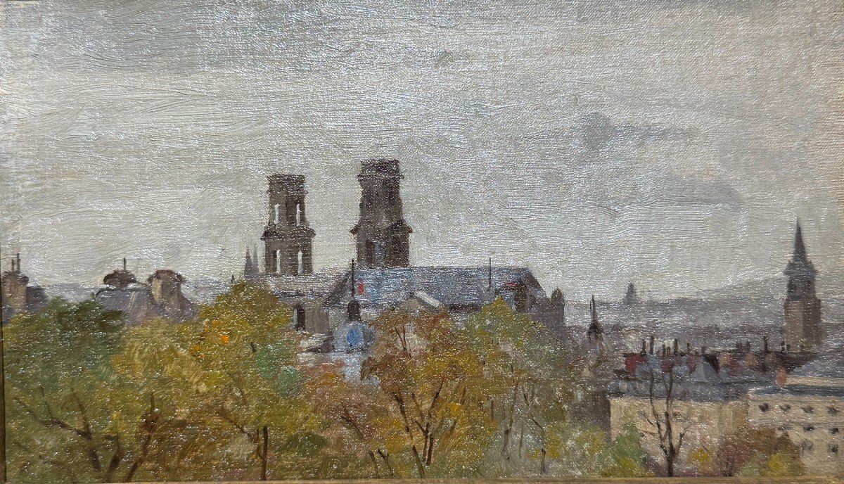 French School 19th - Corot Surroundings: Paris, Saint Sulpice Church Seen From Rue Gay Lussac-photo-2