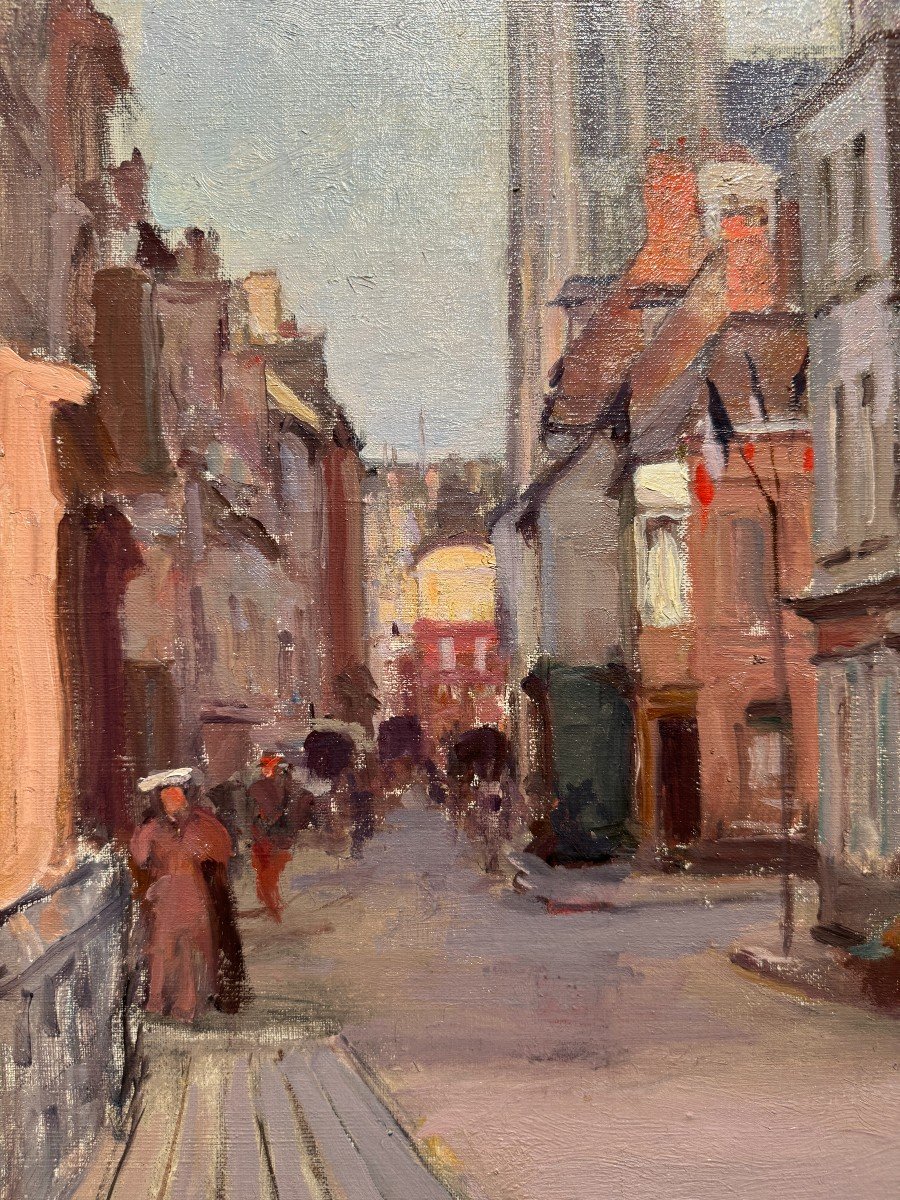 Ecole Française Vers 1900 - Rue Animée -photo-2