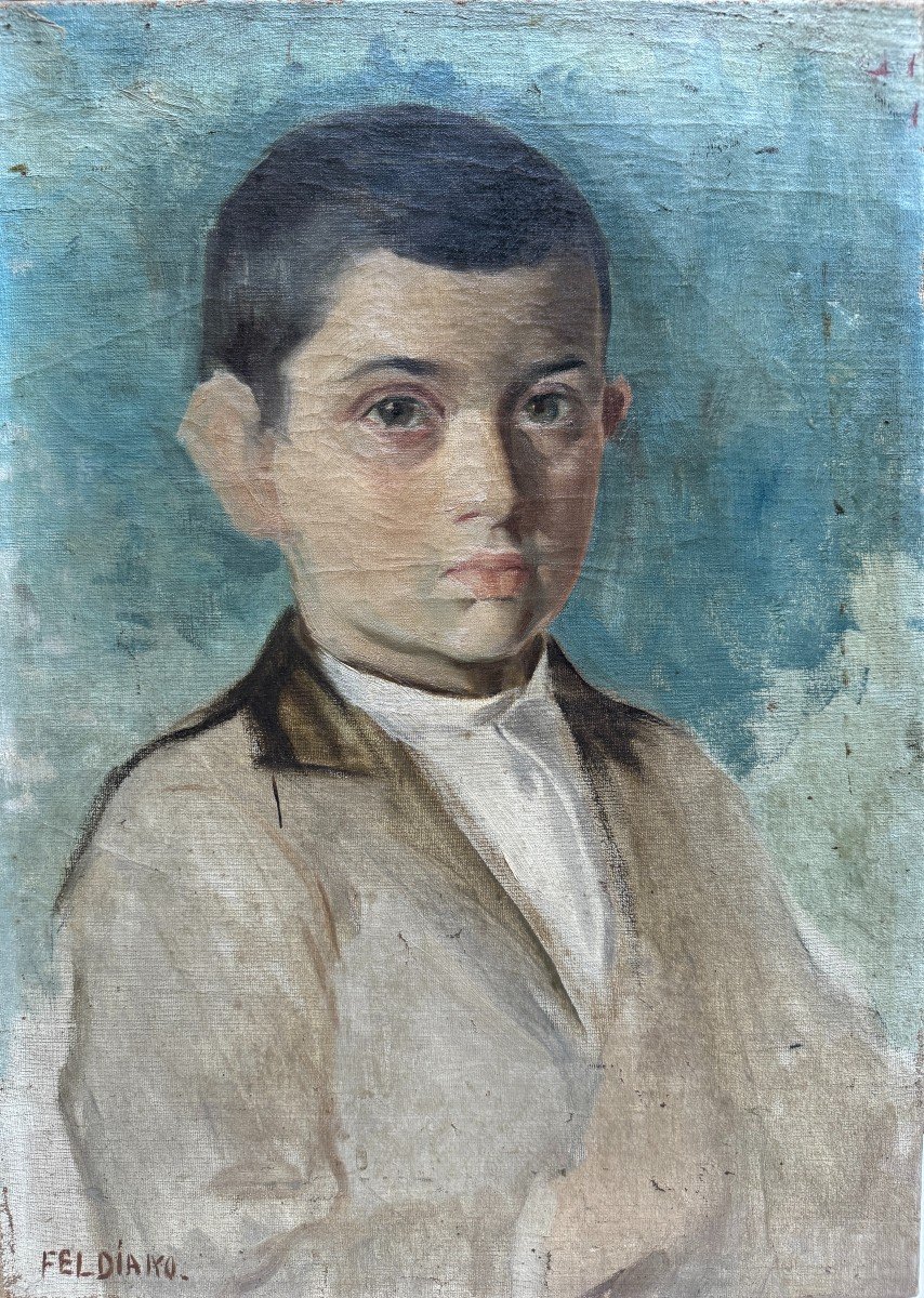 Ecole Française Impressionniste  Vers 1900 - Portrait d'Enfant - Signé