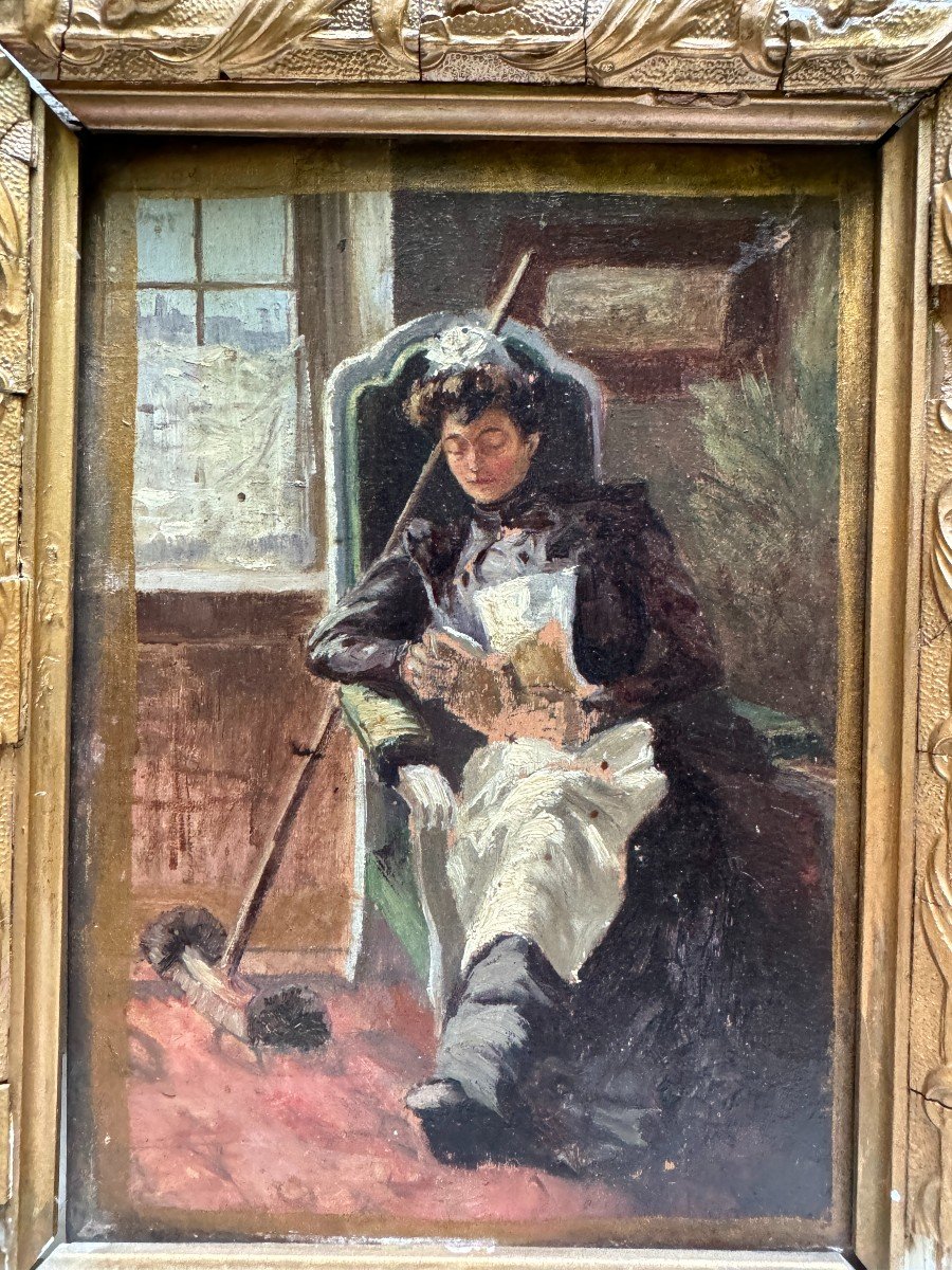 French Impressionist School - Maid Reading, Circa 1890-photo-4