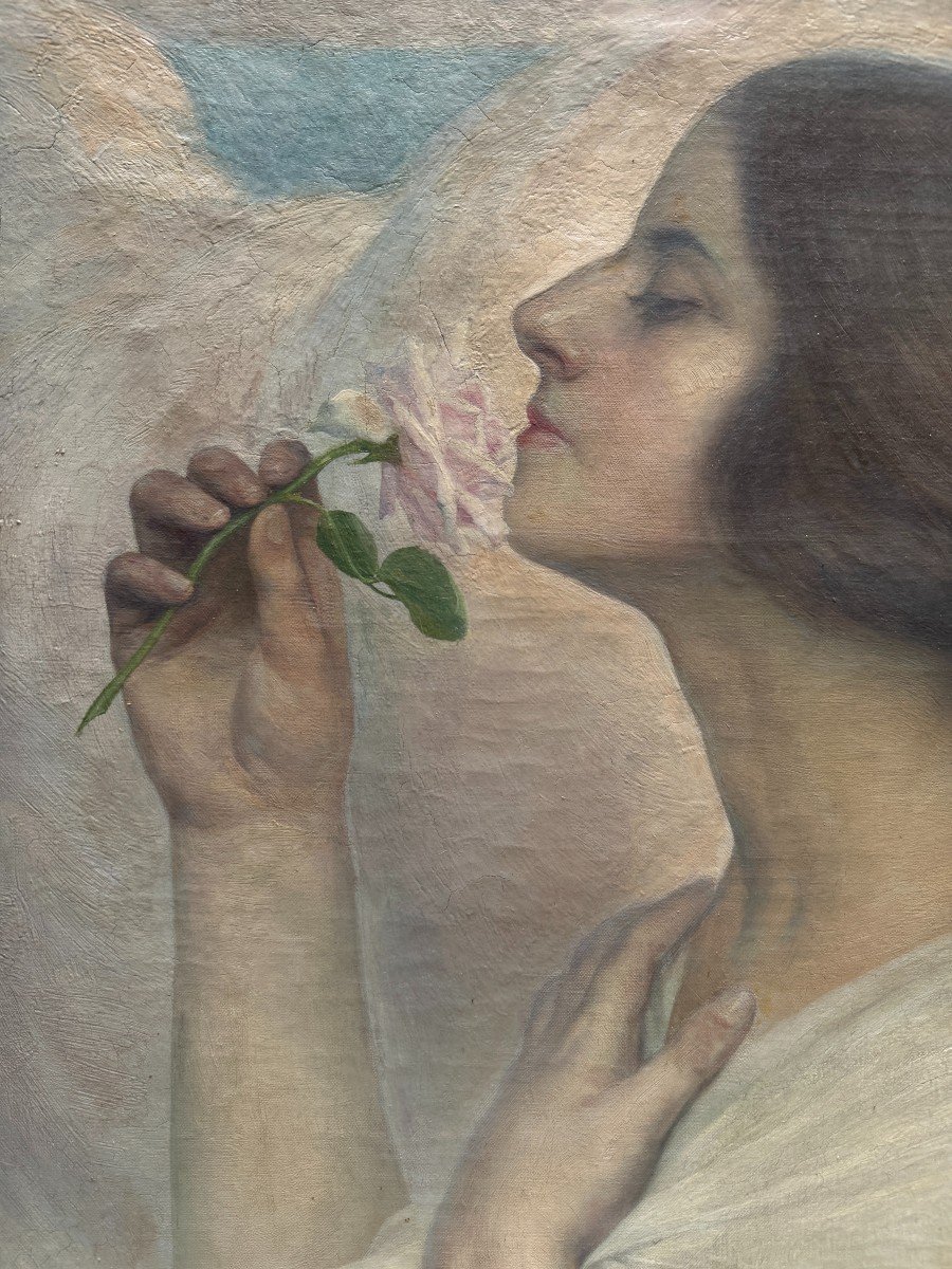 Raymond Lotthe (1867 - 1938) - Young Woman At The Rose, 1924-photo-4