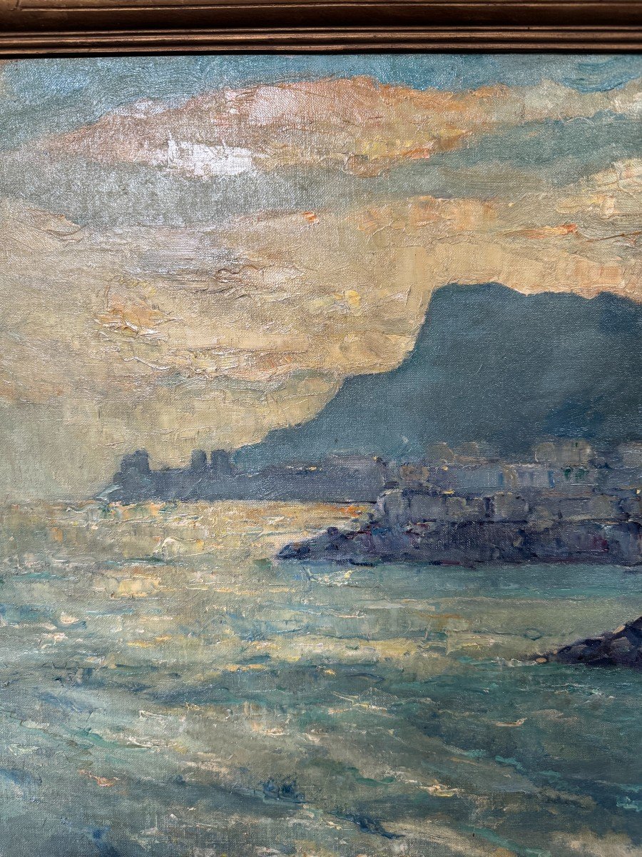 Jan Jacob Ten Kate II (1883- 1969) Bay Of Monaco, Monte Carlo, Circa 1930-photo-2