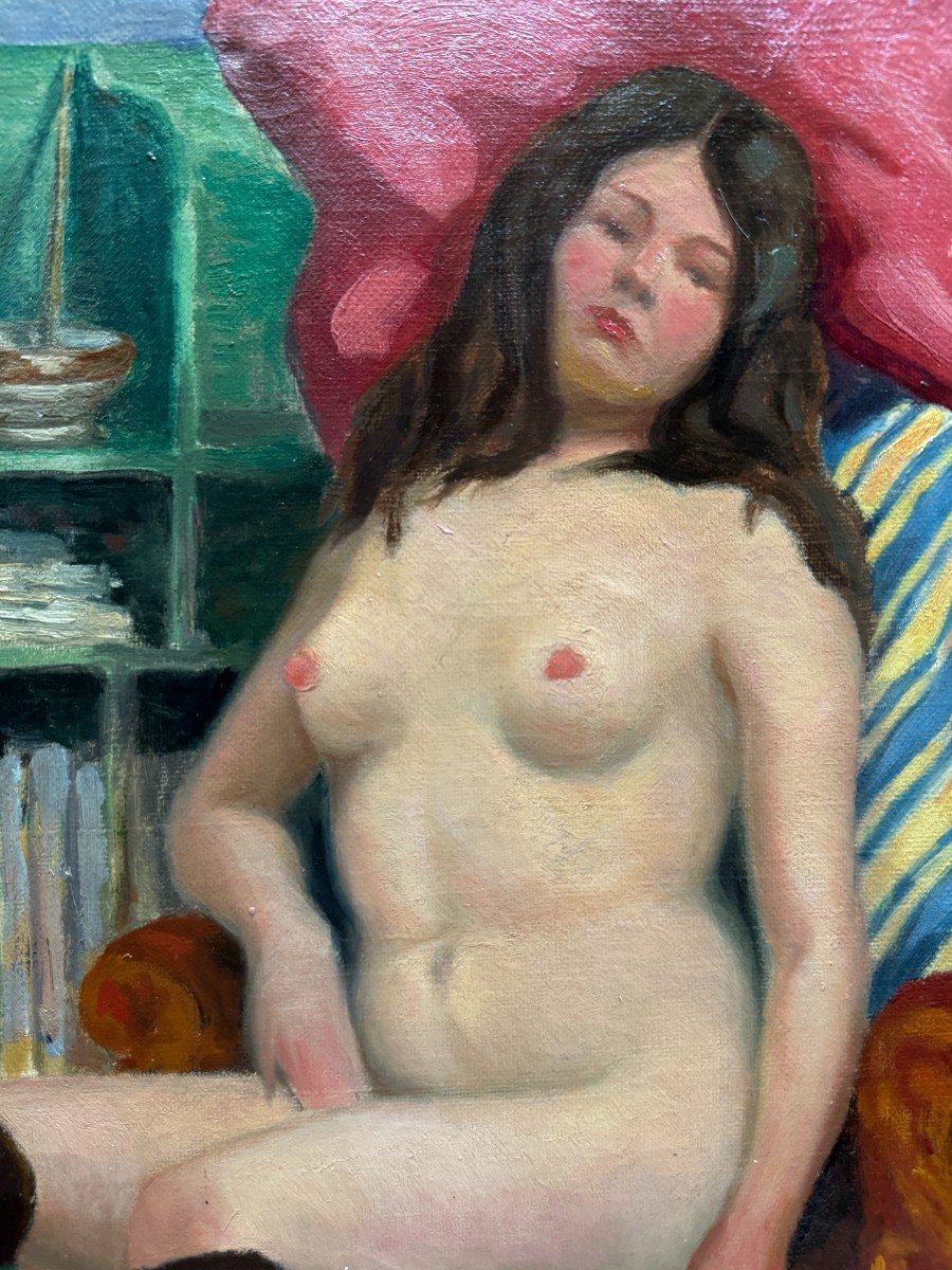 French Fauve School - Nude In An Armchair In The Studio, Circa 1910 - Monogram-photo-2