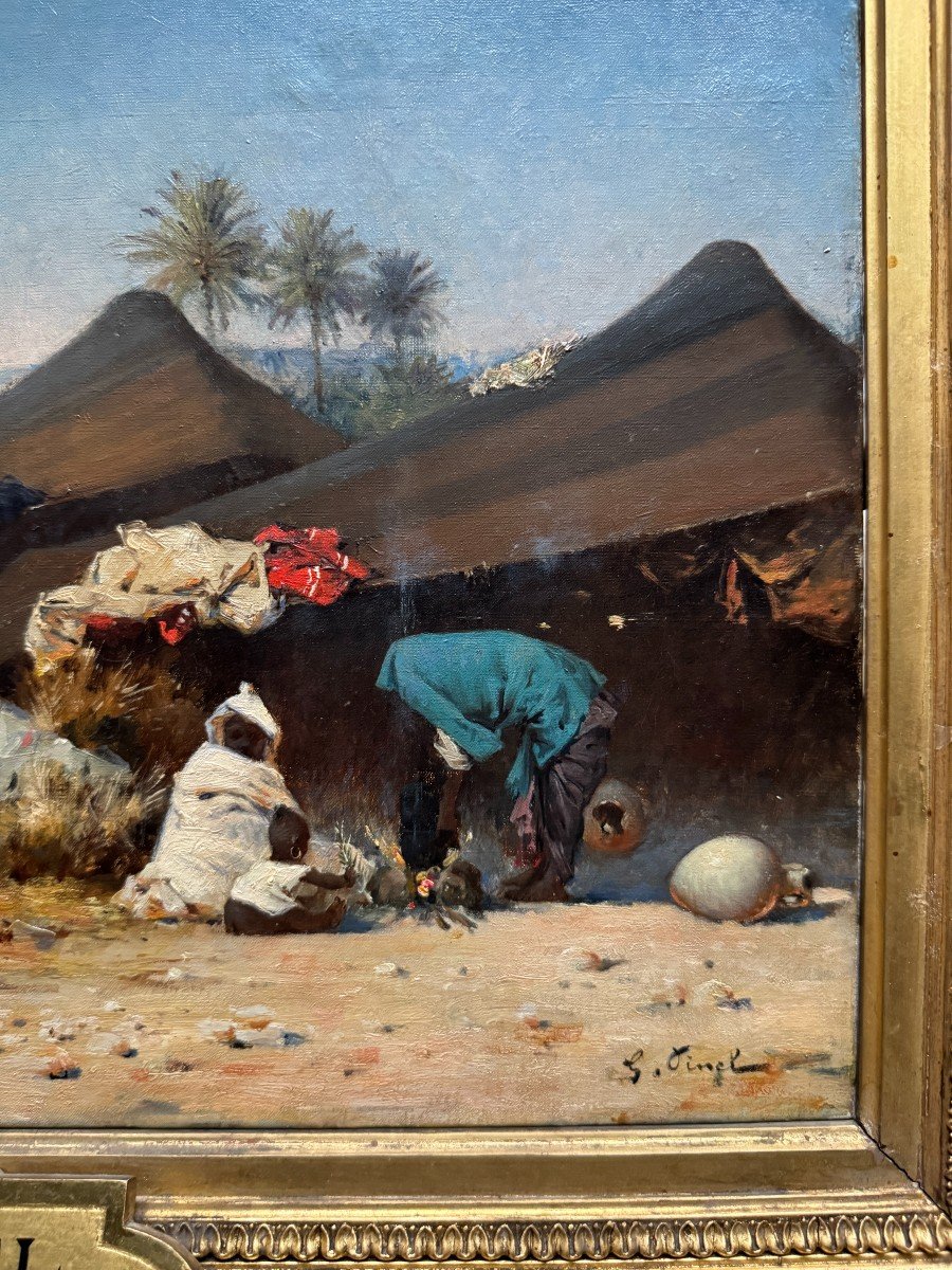 Gustave Nicolas Pinel (1842-1896) - African Camp In Gabès, Tunisia-photo-3