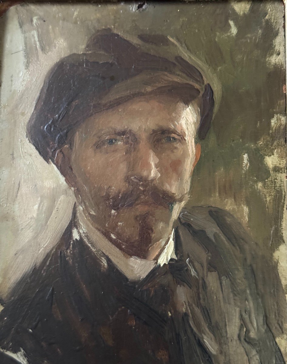 French School Circa 1890 - Impressionist Portrait Of A Man-photo-3