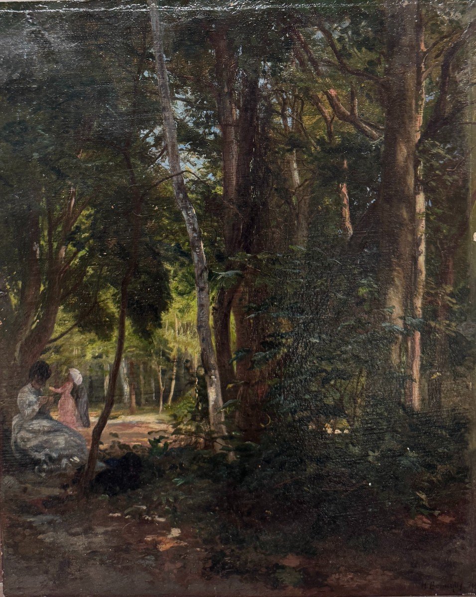 Henri-arthur Bonnefoy (1839-1917) - Elégants en Forêt, 1879-photo-2