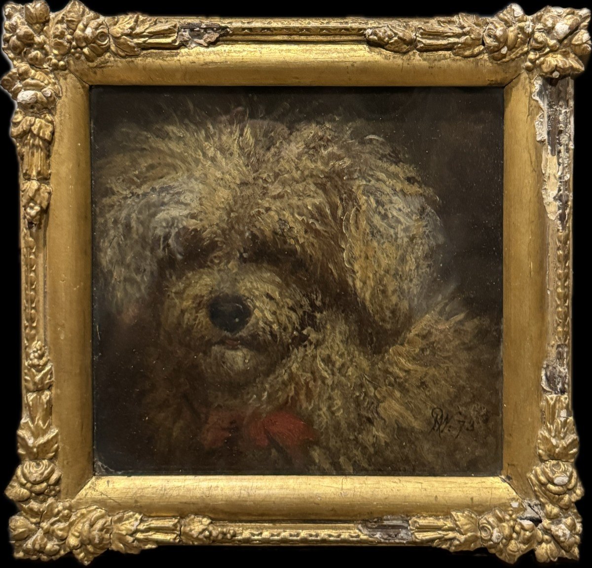 Ecole Impressionniste Du XIXème Siècle - Portrait De Chien, 1873 - Monogramme