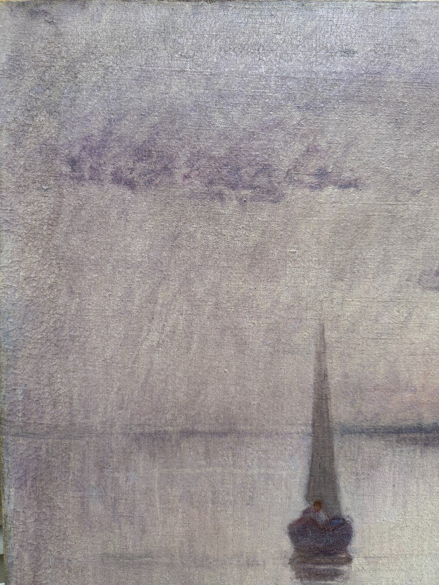 Suzanne Adam-laurens Dite Nanny (1861-1915) Marine, Coucher De Soleil, Effets De Rose Et Mauve-photo-2