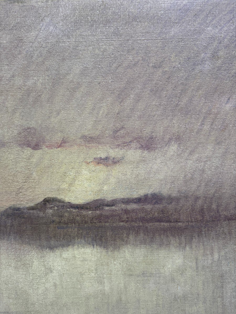 Suzanne Adam-laurens Dite Nanny (1861-1915) Marine, Coucher De Soleil, Effets De Rose Et Mauve-photo-3