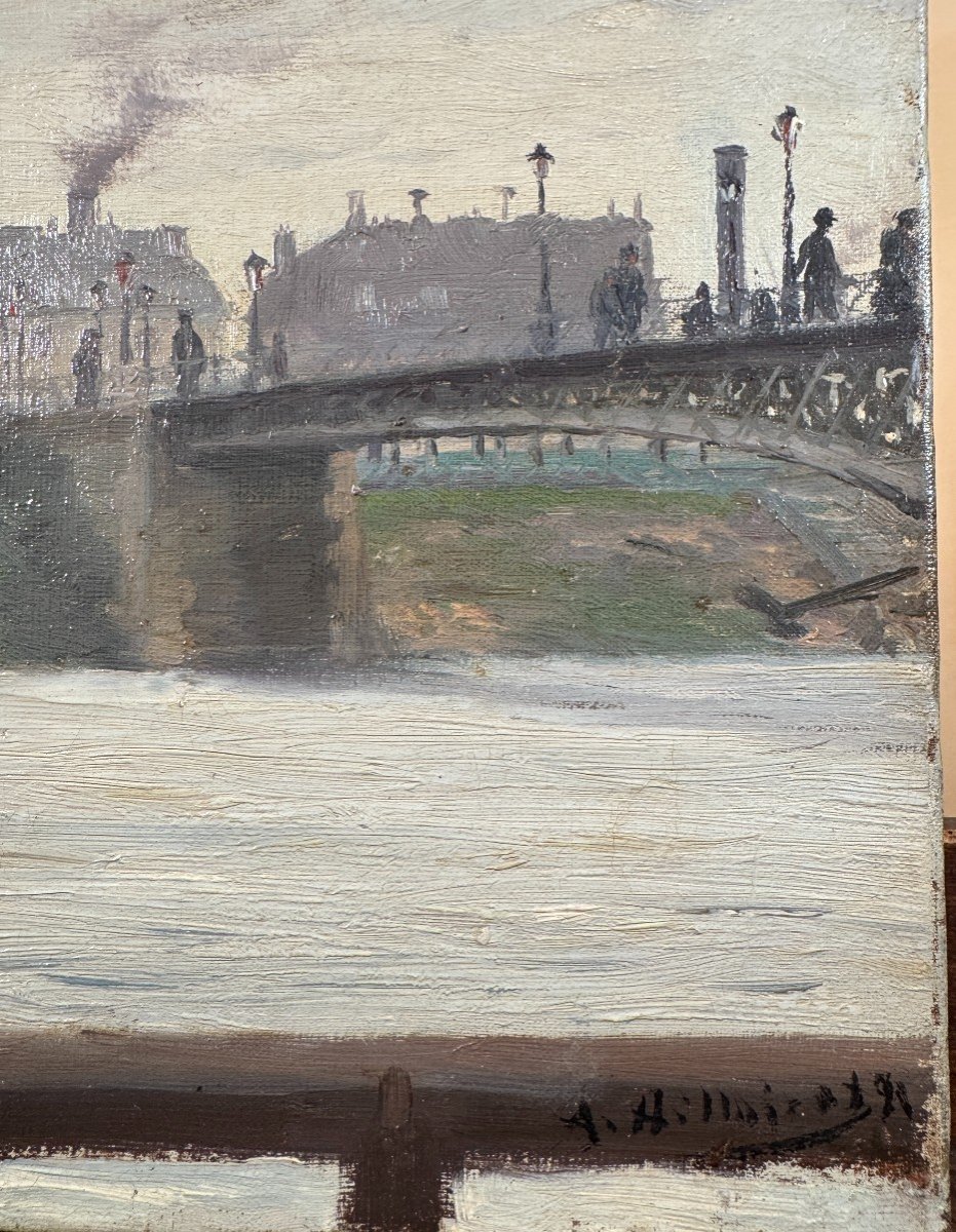 Anatole Eugène Hillairet (1880-1928) - Sur la Seine, vue Parisienne Animée, 1898-photo-2