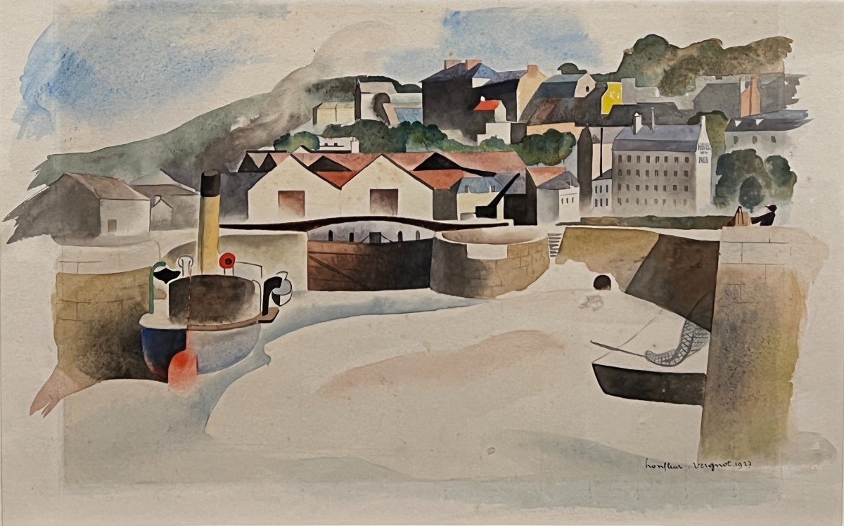 Roger Camille Vergnot (1894-1984) - Honfleur - Cubist Landscape, 1927-photo-2